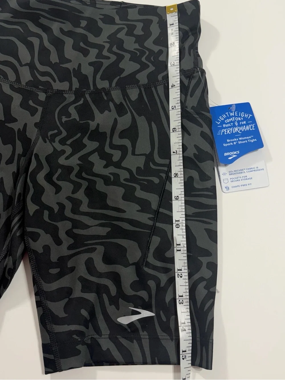 Brooks Spark 8” Short Tight XS Obsidian Speedscape Running Shorts NWT Black Gray